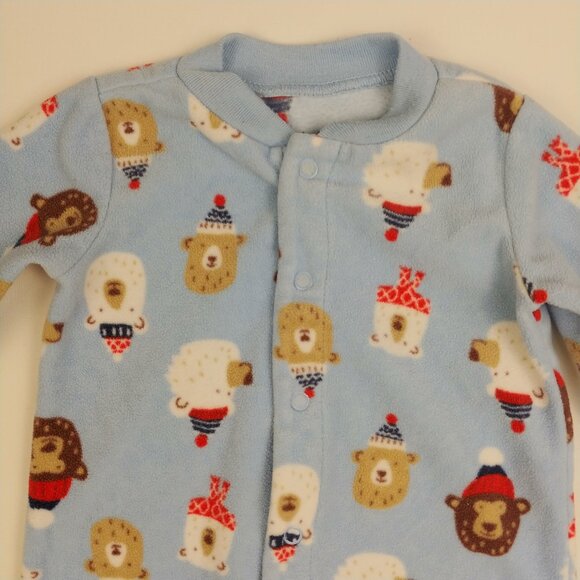 Carter's Fleece Winter Bear Faces Footie 6 Months - Picture 2 of 9